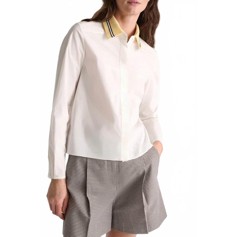 NEW DOROTHEE SCHUMACHER poplin power blouse in white/lemon